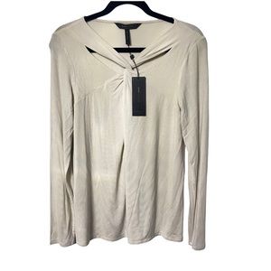 NWT BCBG Maxazria very light soft grey long sleeve lightweight top size M